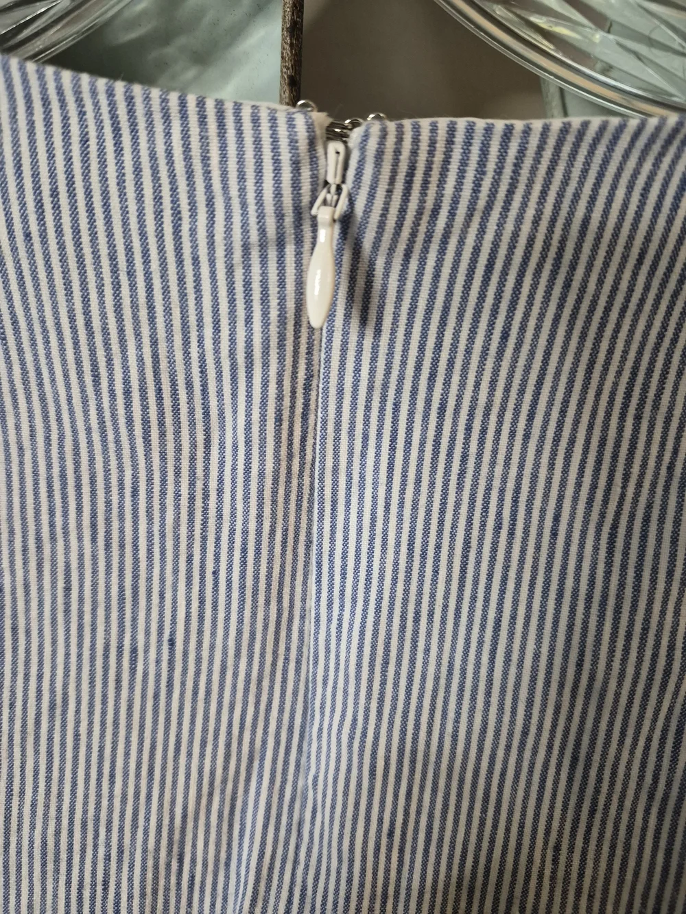 Banana Republic Light Blue Striped Wrap Linen Blend Romper - 8